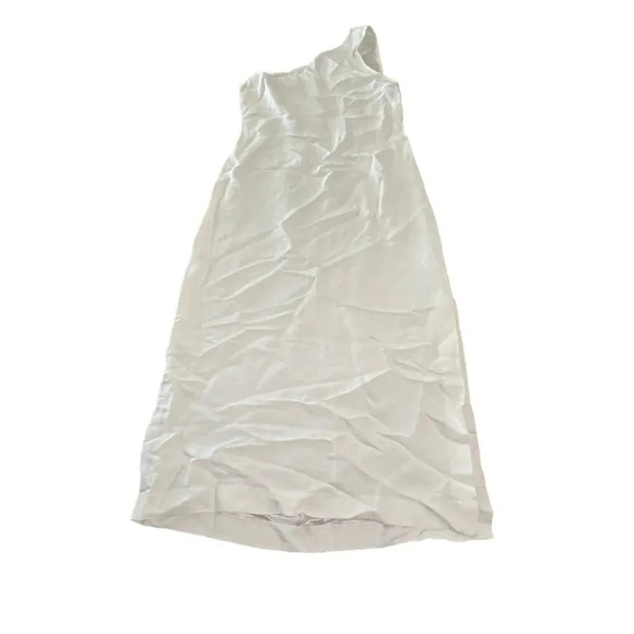 NWOT Madewell Size 4 One-Shoulder Midi Dress White Linen Slit Beachy Wedding - Picture 5 of 14